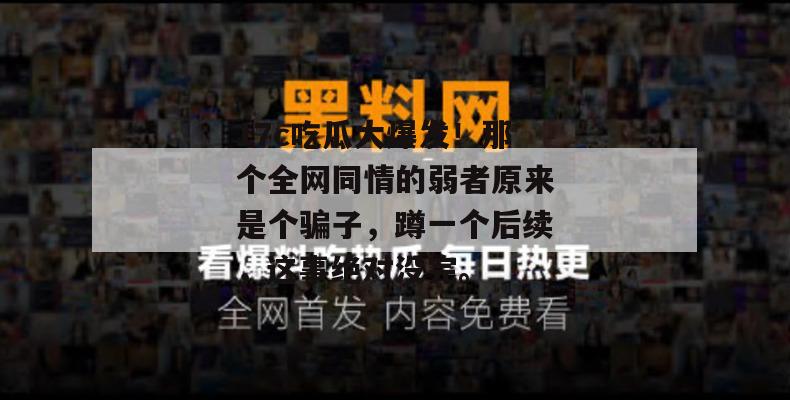 17c吃瓜大爆发！那个全网同情的弱者原来是个骗子，蹲一个后续，这事绝对没完。