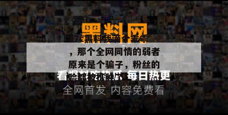 17c黑料我滴个乖乖，那个全网同情的弱者原来是个骗子，粉丝的脸都被打肿了！